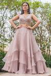 Buy_Mishru_Purple Organza Layered Lehenga Set_at_Aza_Fashions