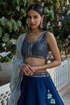 Shop_Mishru_Blue Dupatta Embroidered Lehenga Set_at_Aza_Fashions