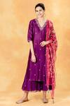 Buy_Mandira Wirk_Pink Chanderi Printed Dupatta_at_Aza_Fashions