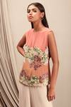Shop_Nayantara Couture_Pink Viscose Embroidered Top_at_Aza_Fashions