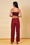 Shop_NUHH_Maroon Floral Embroidered Crop Top_at_Aza_Fashions