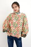 Buy_Nika by Nikasha_Beige Cotton Printed Puff Sleeve Top_at_Aza_Fashions