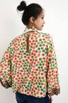 Shop_Nika by Nikasha_Beige Cotton Printed Puff Sleeve Top_at_Aza_Fashions