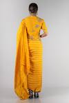 Shop_Nupur Kanoi_Yellow Bandhani Silk Pre-draped Saree_at_Aza_Fashions