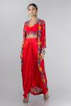 Buy_Nupur Kanoi_Georgette Embroidered Jacket And Draped Pant Set_at_Aza_Fashions