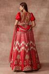 Shop_Neeta Lulla_Red Raw Silk Rose Lehenga Set_at_Aza_Fashions