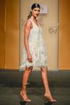 Shop_Not So Serious By Pallavi Mohan_Ivory Tulle Verve Beaded Flapper Dress_at_Aza_Fashions
