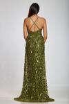 Shop_Ohaila Khan_Green Tulle Embellished Backless Gown_at_Aza_Fashions
