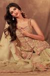 Buy_Tamanna Punjabi Kapoor_Green Raw Silk Embroidered Kurta Gharara Set_at_Aza_Fashions