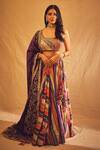 Buy_Punit Balana_Multi Color Chanderi Silk Stripe Print Lehenga Set_at_Aza_Fashions