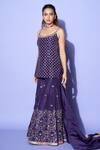 Buy_Punit Balana_Purple Silk Zardozi Embroidered Kurta Sharara Set_at_Aza_Fashions