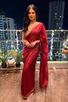 Buy_Punit Balana_Red Organza Silk Saree With Blouse_at_Aza_Fashions