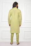 Shop_Nitesh Singh Chauhan_Green Cotton Silk Blend Embroidered Kurta Set_at_Aza_Fashions