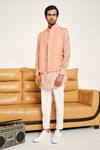 Shop_Project Bandi_Peach Malai Cotton Blossom Print Bundi_at_Aza_Fashions
