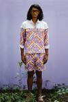 Buy_Nirmooha_Multi Color Denim Printed Shorts_at_Aza_Fashions
