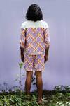 Shop_Nirmooha_Multi Color Denim Printed Shorts_at_Aza_Fashions