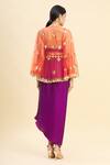 Shop_Preeti S Kapoor_Purple Satin Embroidered Cape And Draped Skirt Set_at_Aza_Fashions