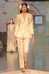 Buy_Prama by Pratima Pandey_White Handwoven Silk Maheshwari Pant Set_at_Aza_Fashions