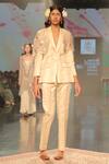 Shop_Prama by Pratima Pandey_White Handwoven Silk Maheshwari Pant Set_at_Aza_Fashions