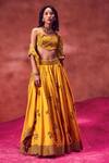 Buy_Punit Balana_Yellow Chanderi Silk Hand Block Print Lehenga Set_at_Aza_Fashions