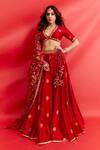 Buy_Punit Balana_Red Surkh Laal Banarasi Silk Lehenga Set_at_Aza_Fashions