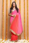 Buy_Ruar India_Pink Chiffon Sequin Embroidered Saree And Blouse_at_Aza_Fashions