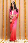 Shop_Ruar India_Pink Chiffon Sequin Embroidered Saree And Blouse_at_Aza_Fashions