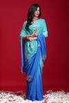 Shop_Ruar India_Blue Chiffon Sequin Embroidered Saree_at_Aza_Fashions