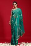 Buy_Ruar India_Green Chiffon Sequin Embroidered Saree With Blouse_at_Aza_Fashions