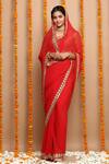 Shop_Ruar India_Chiffon Embroidered Saree With Blouse_at_Aza_Fashions