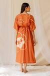 Shop_Nirjara_Orange Cotton Silk Hand Painted Wrap Dress_at_Aza_Fashions
