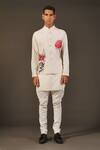 Buy_Rohit Bal_White Linen Floral Print Bundi_at_Aza_Fashions