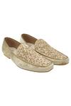 Buy_Veruschka by Payal Kothari_Beige Embroidered Velvet Loafers_at_Aza_Fashions