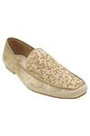 Shop_Veruschka by Payal Kothari_Beige Embroidered Velvet Loafers_at_Aza_Fashions