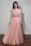 Buy_Ritika Mirchandani_Pink Crepe Silk Embroidered Blouse And Lehenga Set_at_Aza_Fashions