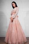 Shop_Ritika Mirchandani_Pink Crepe Silk Embroidered Blouse And Lehenga Set_at_Aza_Fashions