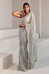Buy_Ritika Mirchandani_White Net Elysa Embroidered Saree With Blouse_at_Aza_Fashions