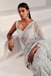 Shop_Ritika Mirchandani_White Net Elysa Embroidered Saree With Blouse_at_Aza_Fashions