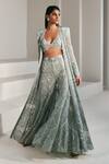 Buy_Ritika Mirchandani_Green Net Florence Embroidered Jacket Sharara Set_at_Aza_Fashions