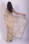 Shop_Ruar India_Beige Tissue Embroidered Saree With Blouse_at_Aza_Fashions