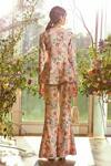 Shop_Ridhi Mehra_Beige Chanderi Floral Print Pant Set_at_Aza_Fashions