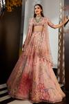 Buy_Ridhi Mehra_Pink Net Carnation Floral Embroidered Lehenga Set_at_Aza_Fashions