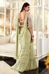 Ridhi Mehra_Green Jessamine Pre-draped Ruffle Saree With Blouse_Online_at_Aza_Fashions