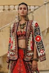 Buy_Rajdeep Ranawat_Red Dupion Madina Jacket_at_Aza_Fashions