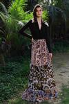 Buy_Reynu Taandon_Multi Color Georgette Animal Print Skirt_at_Aza_Fashions