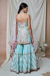 Shop_Tamanna Punjabi Kapoor_Blue Chanderi Embroidered Kurta Gharara Set_at_Aza_Fashions