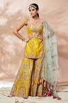 Buy_Tamanna Punjabi Kapoor_Yellow Chanderi Embroidered Kurta Gharara Set_at_Aza_Fashions