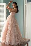 Shop_Shivani Awasty_Pink Silk Organza Ruffled Gown_at_Aza_Fashions