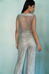 Buy Shivani Awasty Silver Net Embroidered Sheer Back Jumpsuit Online ...