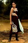 Buy_Siddhant Agrawal Label_Maroon Poly Crepe Asymmetric Skirt_at_Aza_Fashions